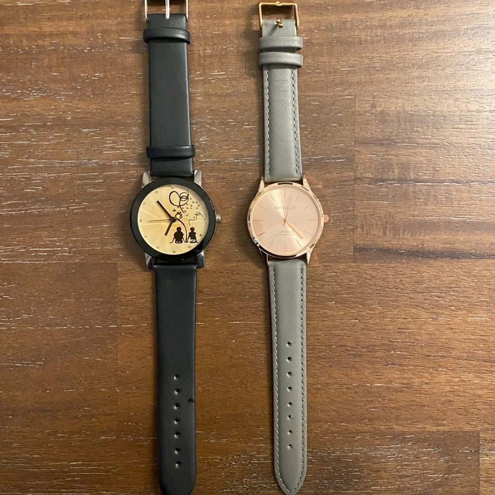 Womens Black and Gray Watches with Gold Accents